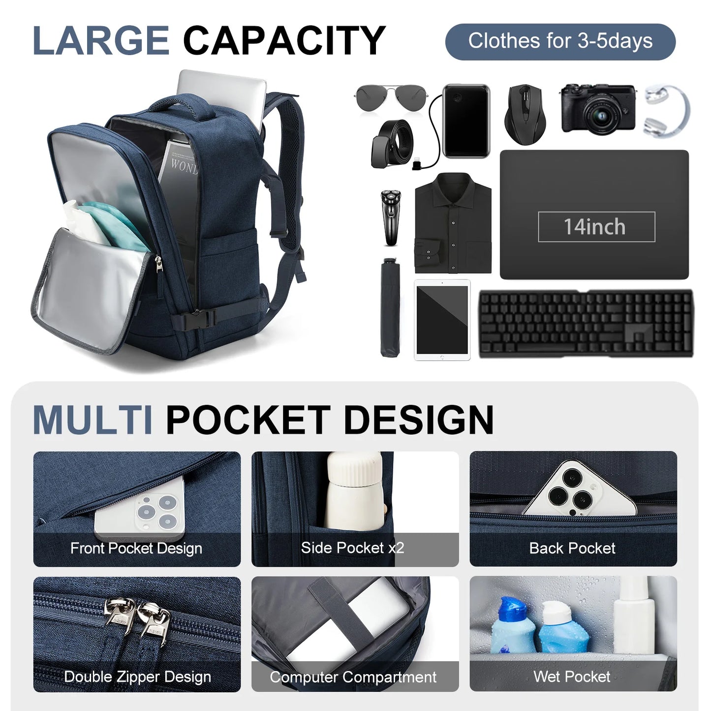 Travel Backpack Short Distance Airplane