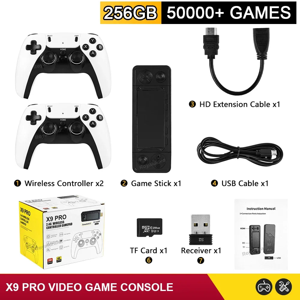 X9 PRO TV Video Game Console Retro Game Stick 45+ Emulator