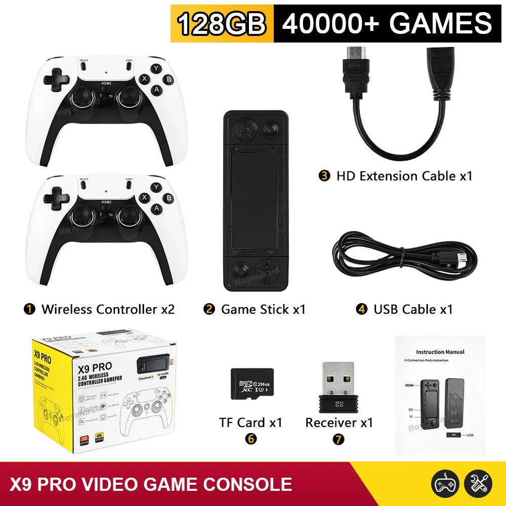 X9 PRO TV Video Game Console Retro Game Stick 45+ Emulator