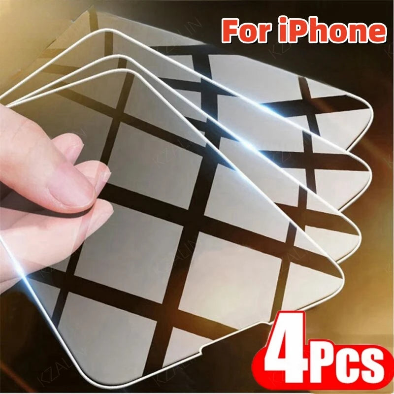 4PCS Tempered Glass For iPhone 16 Pro Max 16Pro 16Plus Full Cover Screen Protector For iPhone 15ProMax 16/15/14/13/12/11 Glass