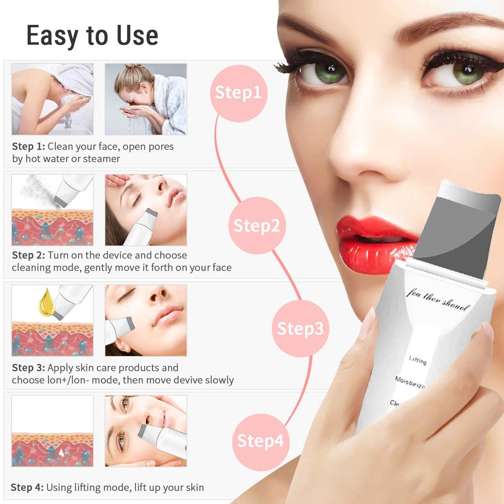 Ultrasonic Skin Scraper Pore Deep Face Cleaning