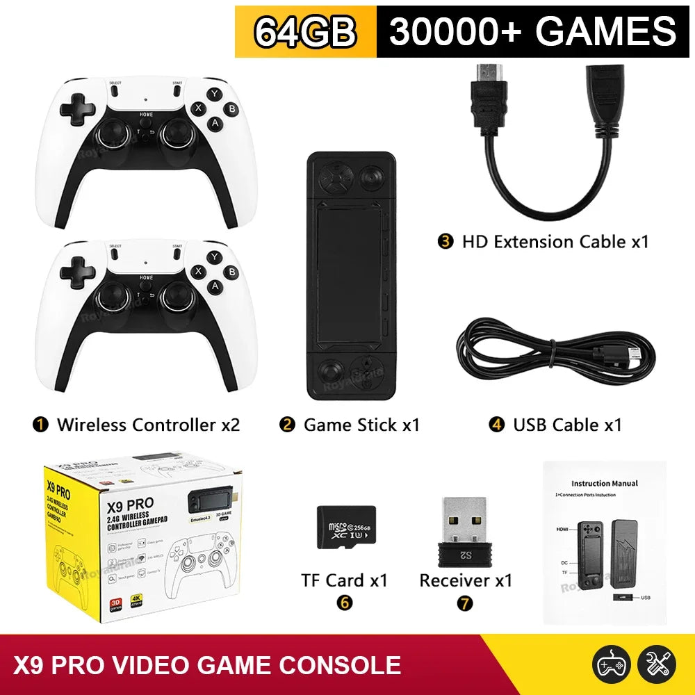 X9 PRO TV Video Game Console Retro Game Stick 45+ Emulator