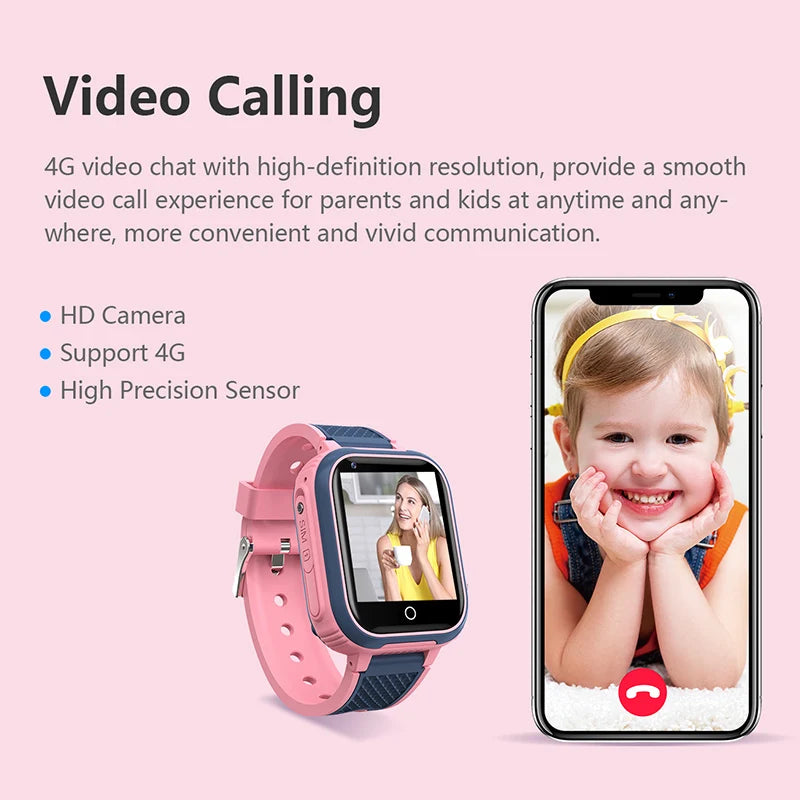 ساعة ذكية 4G للأطفال GPS WIFI مكالمة فيديو SOS IP67