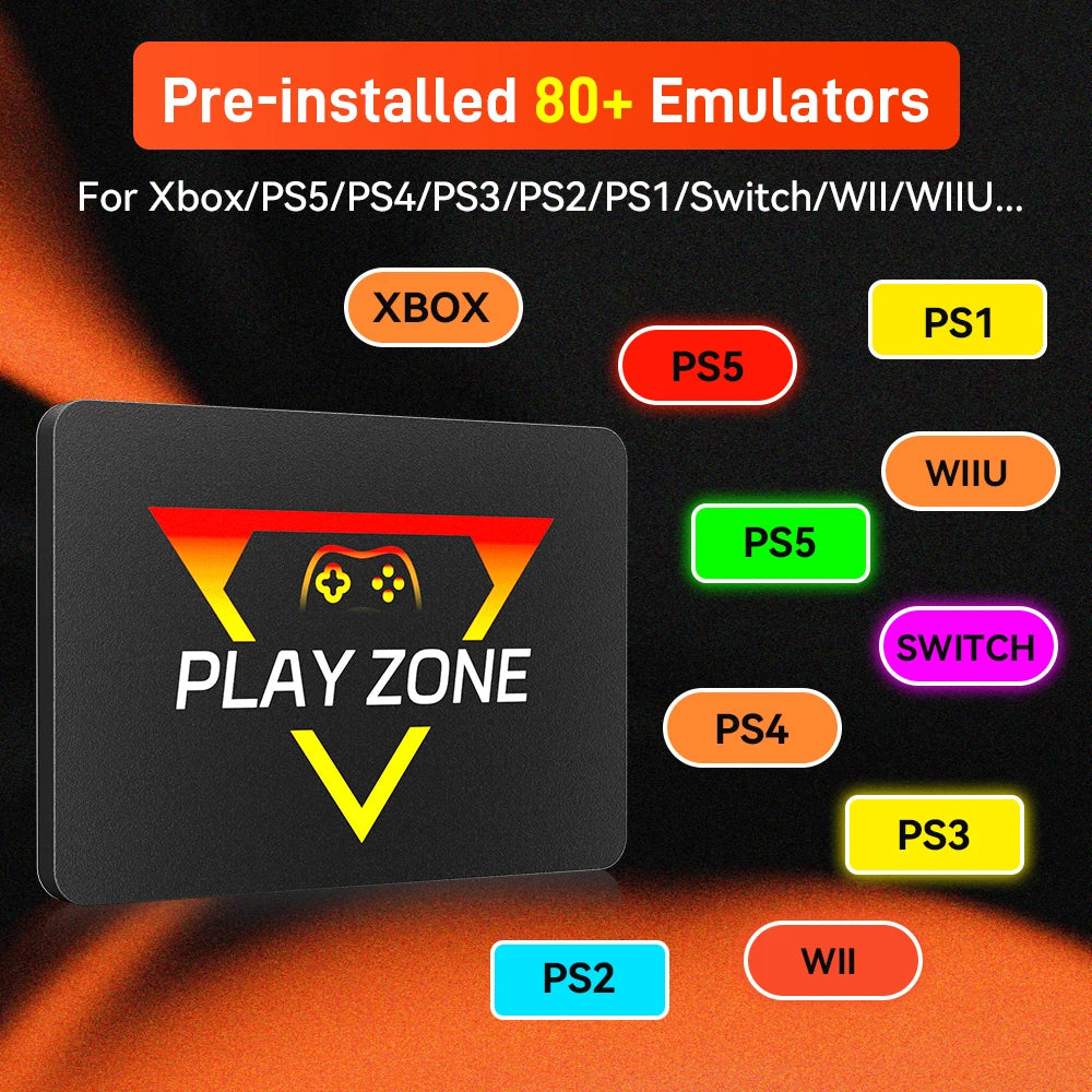 قرص SSD محمول للألعاب الرجعية من PlayZone بسعة 1 تيرابايت من Launchbox/Playnite/Retrobat Emulator Game HDD