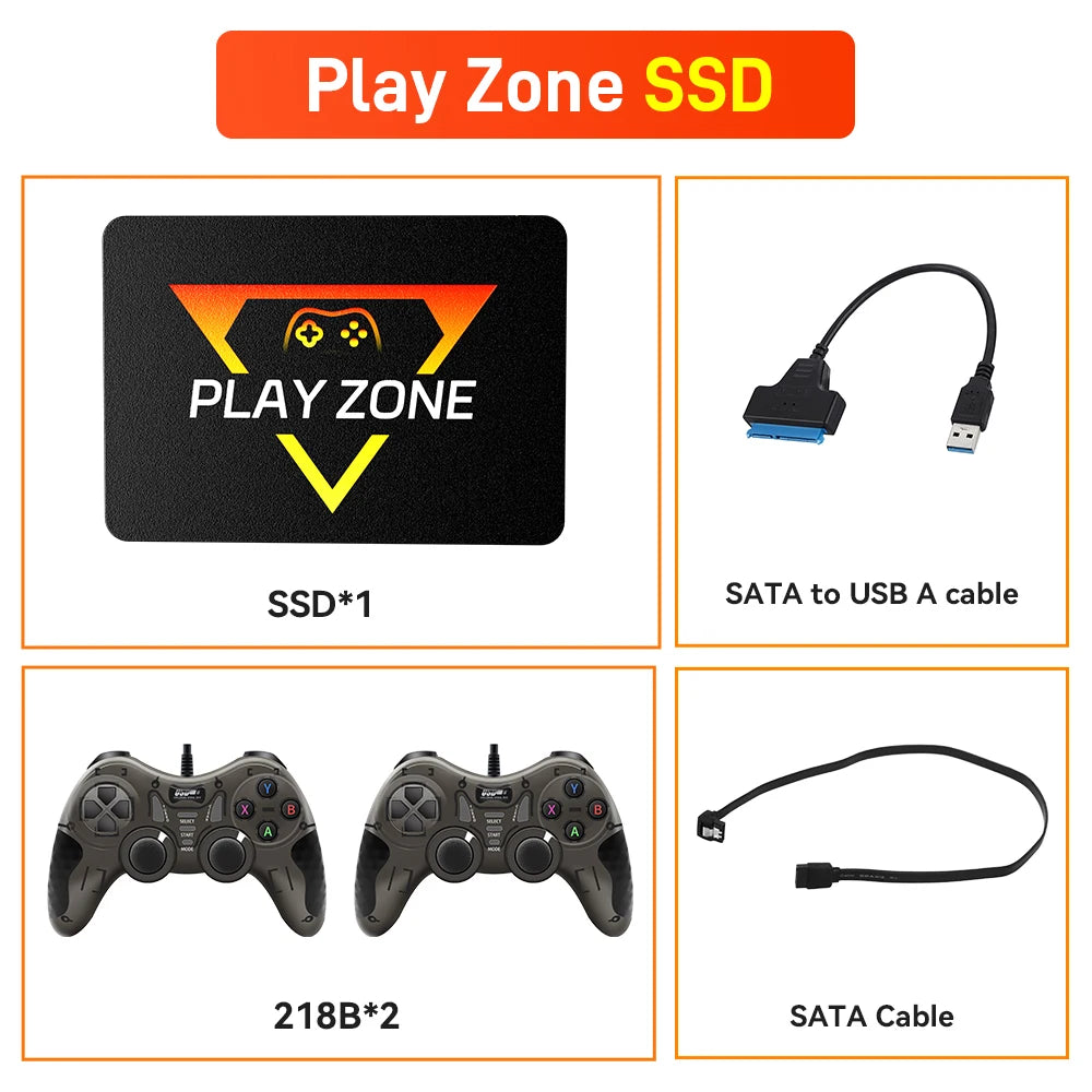 قرص SSD محمول للألعاب الرجعية من PlayZone بسعة 1 تيرابايت من Launchbox/Playnite/Retrobat Emulator Game HDD