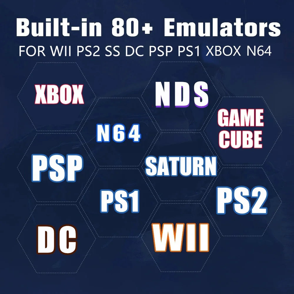 وحدة تحكم Super Console X8 Plug Play On TV 4G RAM 500G Rom 70000+ لعبة ريترو لـ Wii PS2 DC PSP Dreamcast Gamecube Xbox 3DS 4K 60FPS 1.8G