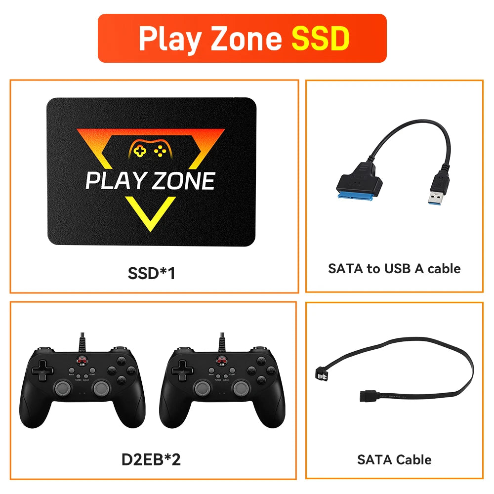 قرص SSD محمول للألعاب الرجعية من PlayZone بسعة 1 تيرابايت من Launchbox/Playnite/Retrobat Emulator Game HDD