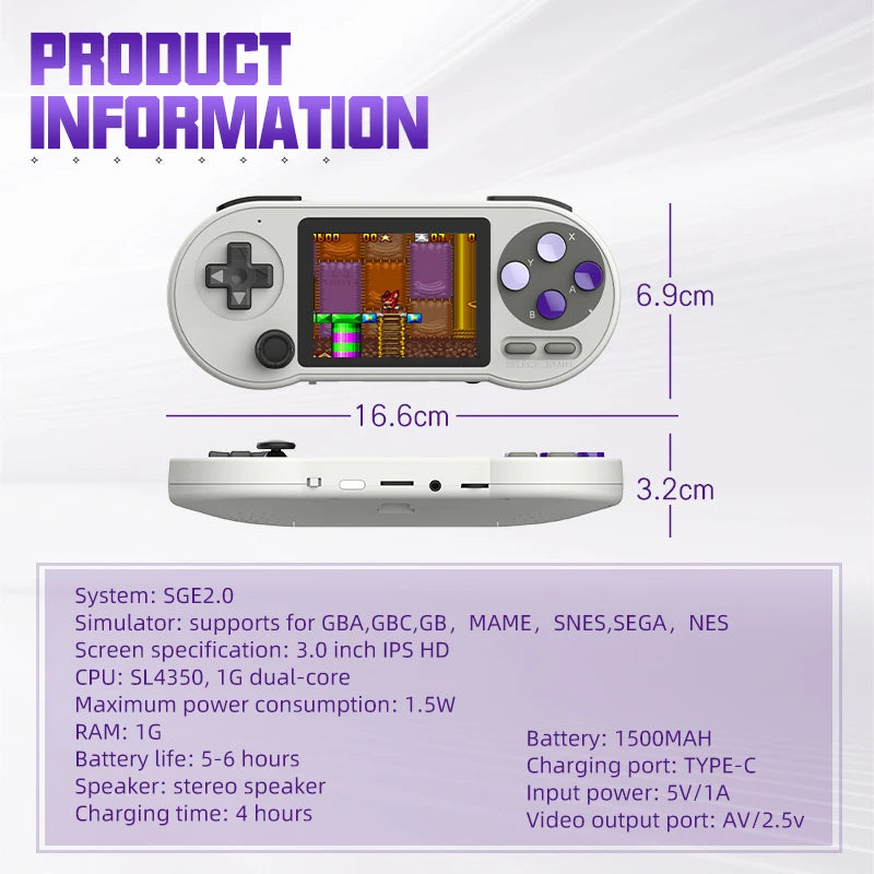 3 inch IPS Screen Handheld Game Console Mini Portable Game Player