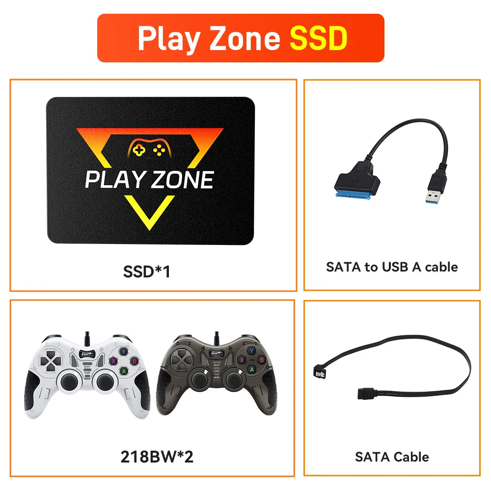 قرص SSD محمول للألعاب الرجعية من PlayZone بسعة 1 تيرابايت من Launchbox/Playnite/Retrobat Emulator Game HDD